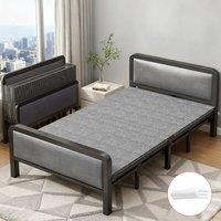 Kelvenix Folding Single Guest Bed Padded Foam Fold Up Metal Framed in Grey