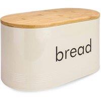 VOGREX Bread Bin with Bamboo Cutting Board Lid Cream Bread Tin Box