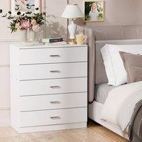 VOGREX Chest of Drawer Furniture Bedside Table 5-drawer White 75 36 90cm
