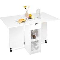 EONLION White Folding Dining Table Drop Leaf Rolling | Size: 100 cm