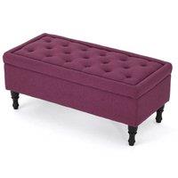 VOGREX Storage Bench Upholstered Padded Buttoned Seat in Fuchsia