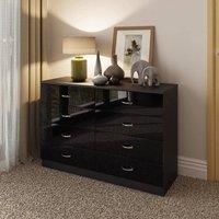 VOGREX 8 Drawer Chest Of Drawers Bedroom Furniture Black Gloss