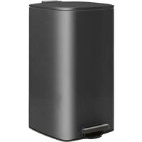 EONLION Black-Square Steel Kitchen Pedal Bin in Black | Size: 100 cm