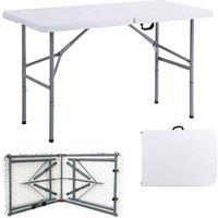 Kelvenix 4Ft Foldable Table Folding Table Foldable Metal in White | Size: 0.6m2