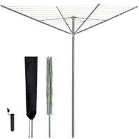 NESTLUNE Rotary Washing Line 45m with Cover & Spike in Grey