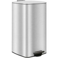 EONLION Brushed-Square Steel Kitchen Pedal Bin in Silver | Size: 100 cm