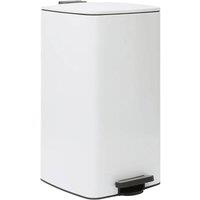 EONLION White-Square Steel Kitchen Pedal Bin in White | Size: 100 cm