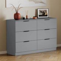 EONLION Grey-6 Drawer Chest Bedroom Furniture Storage in Grey | Size: 100 cm
