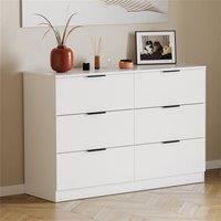 EONLION White-6 Drawer Chest Bedroom Furniture Storage in White | Size: 100 cm