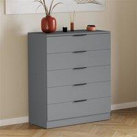 EONLION Grey-5 Drawer Modern Chest Bedroom Storage in Grey | Size: 100 cm