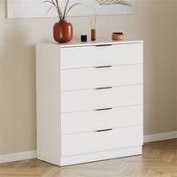 EONLION White-5 Drawer Modern Chest Bedroom Storage in White | Size: 100 cm