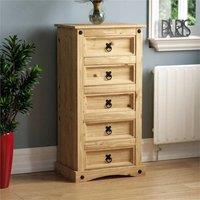 EONLION 5 Drawer Narrow Chest Storage Bedroom Furniture in Brown | Size: 100 cm
