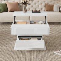 VOGREX Coffee Table with Lift Top, Hidden Storage Compartment in White