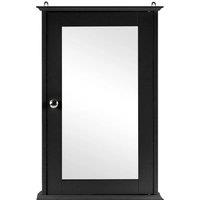 NESTLUNE Wall Mount Black Wooden Bathroom Cabinet With Mirror