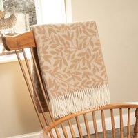 Native Natural Leaf Pattern Beige Wool Blanket | Size: Double