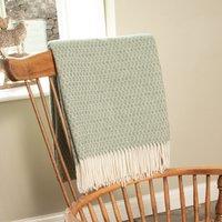 Native Natural Hoop Pattern Green Wool Blanket | Size: Double
