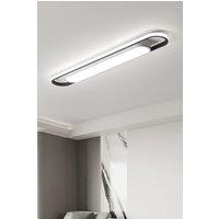 Living and Home Modern Minimalist Long Strip LED Ceiling Light with Geometric Metal Ring Design in Black