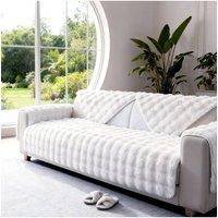 Living and Home Sleek Textured Plush Sofa Cover in White | Size: Extra Large