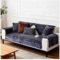 Living and Home Sleek Textured Plush Sofa Cover in Dark Grey | Size: Extra Large