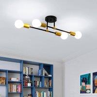 Goeco Ceiling Light, 4 Lights E27 Ceiling Light Vintage DIY Shape Chandelier in Black