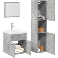 Berkfield Home 3 Piece Bathroom Furniture Set Concrete Grey Engineered Wood