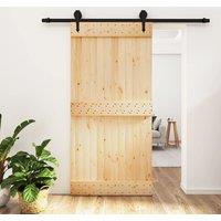 Berkfield Home Sliding Door with Hardware Set 100x210 cm Solid Wood Pine in Brown