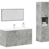 Berkfield Home 3 Piece Bathroom Furniture Set Concrete Grey Engineered Wood