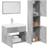 Berkfield Home 4 Piece Bathroom Furniture Set Concrete Grey Engineered Wood