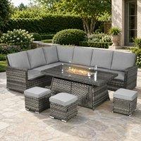 STILVORA Sofa with Fire Pit Table Grey