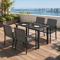 STILVORA Outdoor Dining Set 5-Piece with tempered glass table in Grey