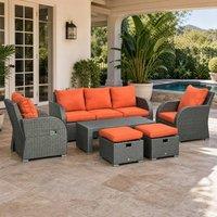 STILVORA Sofa 6-Piece Set with reclining seats Orange