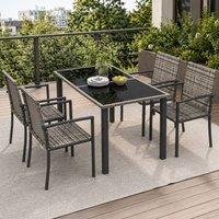 STILVORA Dining Set 5-Piece with tempered glass table in Grey