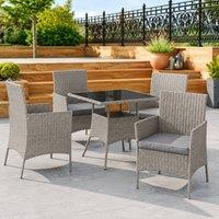 STILVORA Dining Set 5-Piece with tempered glass table in Light Grey