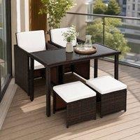 STILVORA Dining Set Space Saving with steel frame Brown