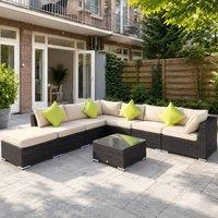 STILVORA Sofa 8-Piece with aluminium frame brown rattan