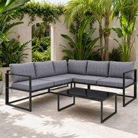 STILVORA Sofa 3-Piece with tempered glass top grey