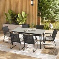 STILVORA Outdoor Dining Set 6-Seater with Cushions Grey