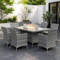 STILVORA Garden Dining Set 6-Seater with fire pit grey
