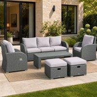STILVORA Sofa 3-Seater with reclining armchairs light grey