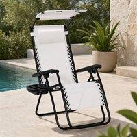 STILVORA Sun Lounger Foldable Steel Frame White