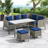 STILVORA Sofa 5 Piece with metal frame Dark Blue