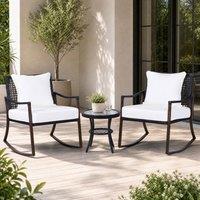 STILVORA Bistro Set 3-Piece with rocking chairs in Brown