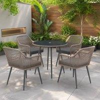 STILVORA Garden Dining Set 4-Seater with Cushions Light Brown