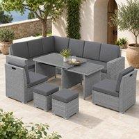 STILVORA Sofa 10-Seater with expandable table light grey