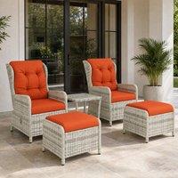 STILVORA 5-Piece Garden Bistro Set with Reclining Chairs in Orange