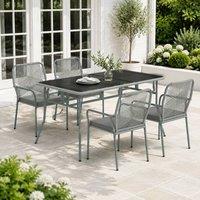 STILVORA Garden Dining Set with Stackable Chairs Light Grey