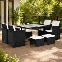 STILVORA Dining Set 9-Piece with rattan design Black
