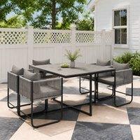 STILVORA Dining Set 4-Seater with space-saving design Grey