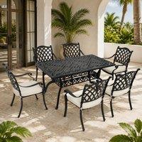 STILVORA Dining Set with umbrella hole black