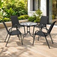 STILVORA Garden Dining Set with Steel Frame Black